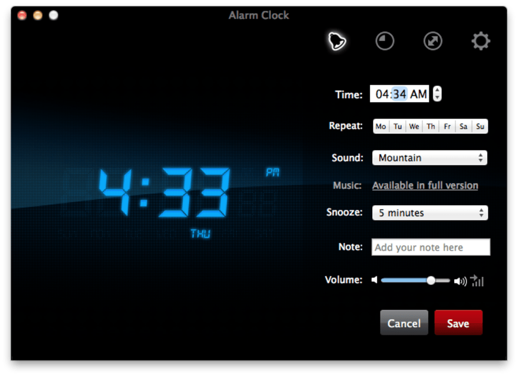 Alarm clock app mac